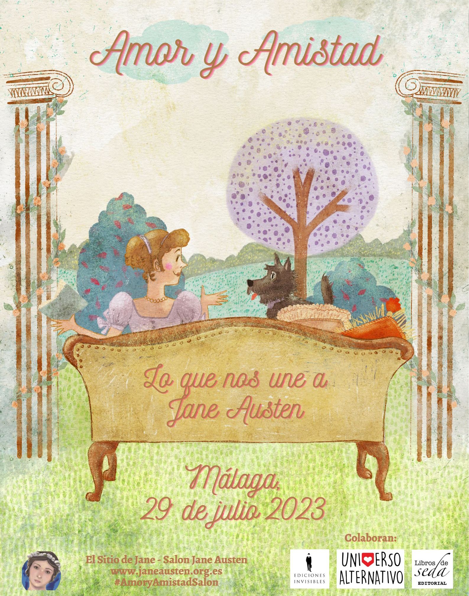 Poster de Amor y Amistad - Lo que nos une a Jane Austen, una quedada veraniega en Málaga, realizado por Almudena Romero-Sánchez