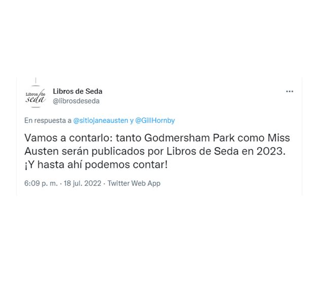 Noticia editorial: Miss Austen y Godmersham Park llegan en 2023